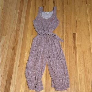 Women's Sleeveless Jumpsuit in Heathered Red/Pink